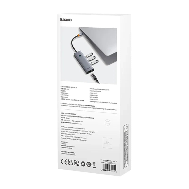 4in1 Hub Baseus UltraJoy USB-C do 3x USB 3.0 + RJ45 (space grey) - Product Image 9