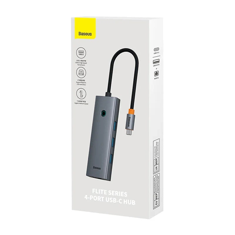 4in1 Hub Baseus UltraJoy USB-C do 3x USB 3.0 + RJ45 (space grey) - Product Image 8