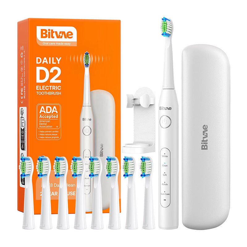 Sonic toothbrush with tips set and travel case D2 (white) - Product Image 1