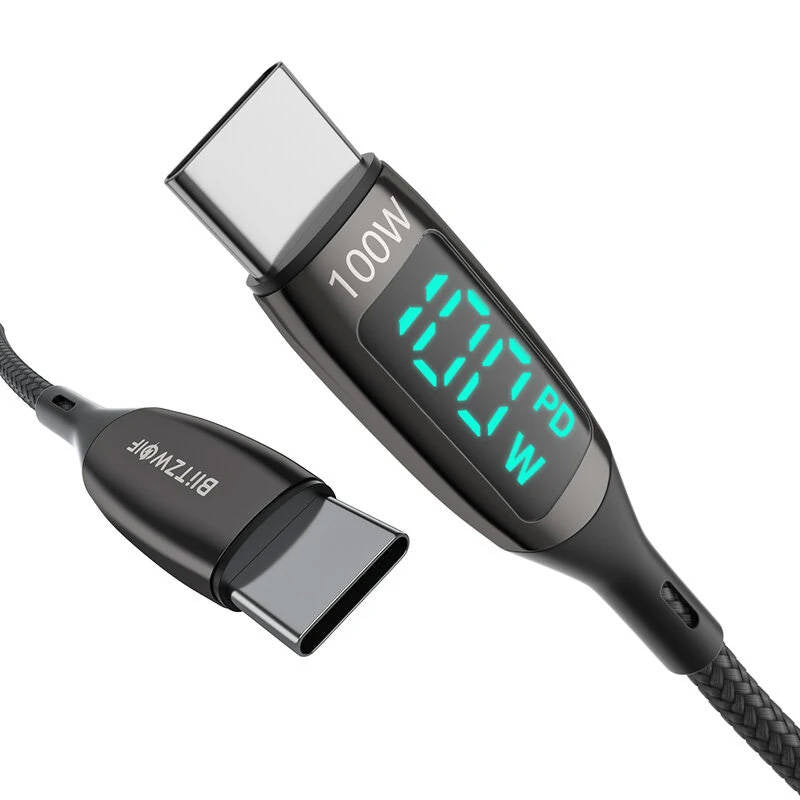 USB-C auf USB-C Kabel BlitzWolf BW-TC23, mit Display, 100W, 1,8m (schwarz)