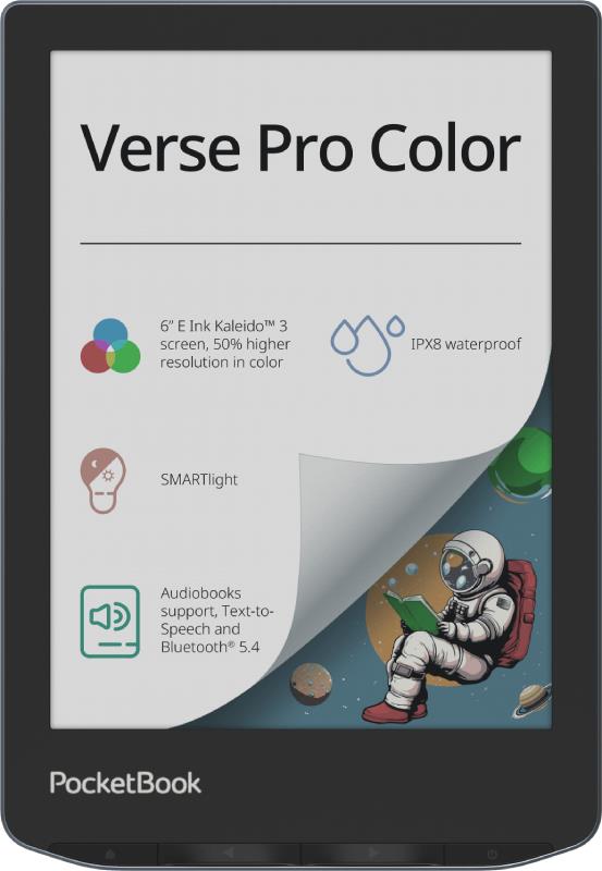 E-Reader POCKETBOOK Verse Pro Color 6" 1072x1448 1xUSB-C Wireless LAN Bluetooth Dark Blue PB634K3-1-WW