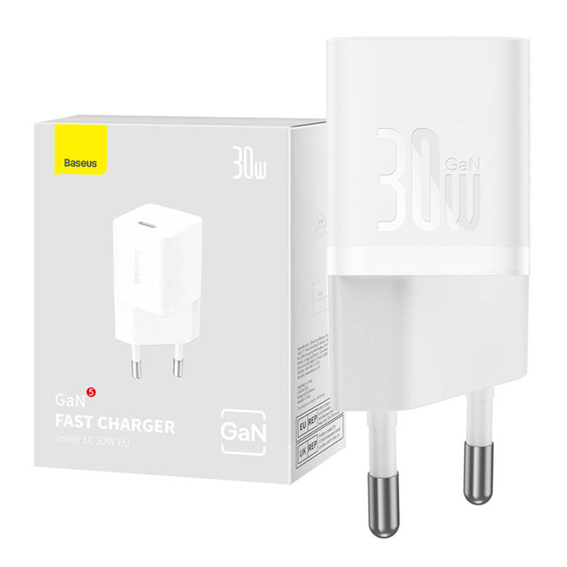 Mini wall charger Baseus GaN5 30W (white) - Product Image 1