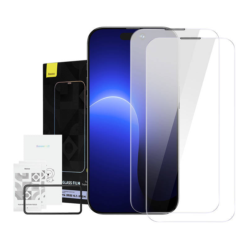 Baseus Crystal Tempered Glass Dust-proof 0.3mm for iPhone 14 Pro (2pcs) - Image 1