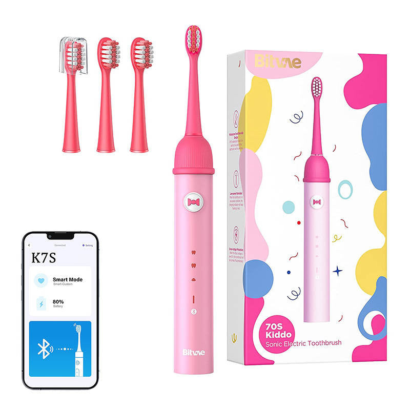 Sonic toothbrush for kids with app and tip set Bitvae K7S (pink) - Product Image 1