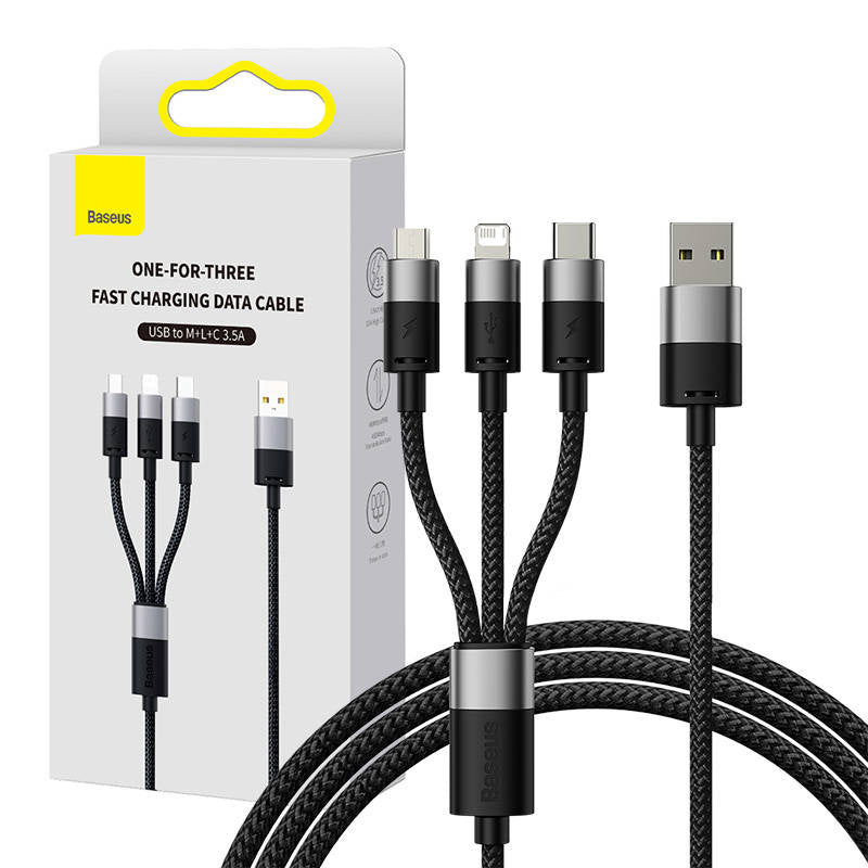 Quick Charge USB to M+L+C Baseus StarSpeed 3.5A 0,6m (Black) - Product Image 1