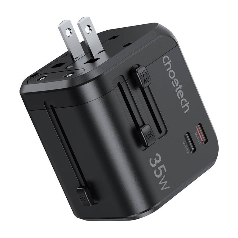 Choetech PD5008 travel charger, 3xUSB-A, 2xUSB-C, GaN, 35W, US/EU/UK/AU (black) - Product Image 3