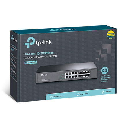 TP-LINK | Switch | TL-SF1016DS | Unmanaged | Desktop/Rackmountable | 10/100 Mbps (RJ-45) ports quantity 16 | Power suppl