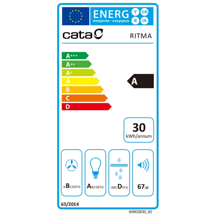 CATA RITMA 45 X /A | Hood | Canopy | Energy efficiency class A | Width 44.5 cm | Mechanical | 480 m³/h | LED | Stainless