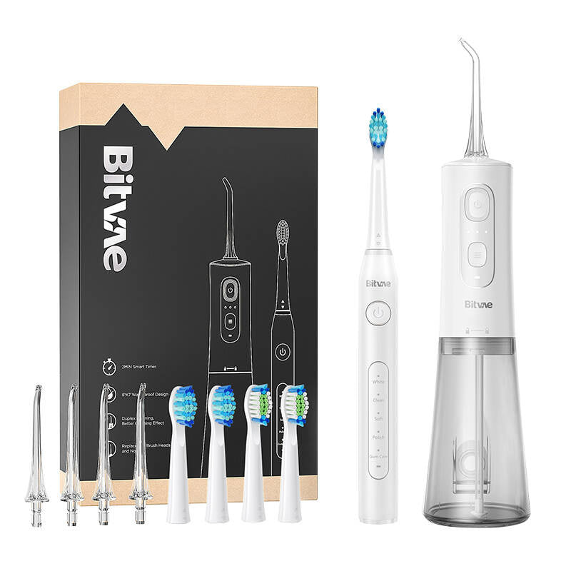 Sonic toothbrush with tips set and water flosser Bitvae D2+C2 (white) - Product Image 1