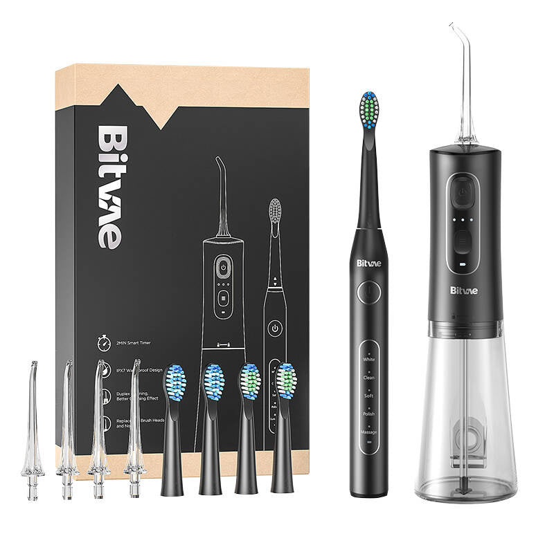 Sonic toothbrush with tips set and water flosser Bitvae D2+C2 (black) - Product Image 1