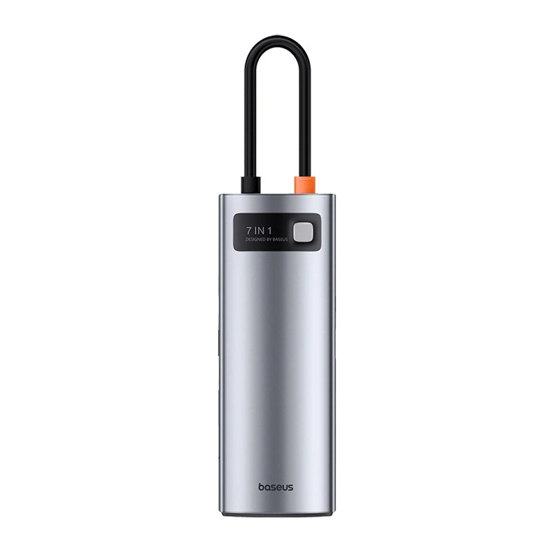 Hub 7in1 Baseus Gleam, USB-C to 1x HDMI4K 60Hz + 3x USB3.0 + 1x PD + 1x SD/TF (grey) - Product Image 1
