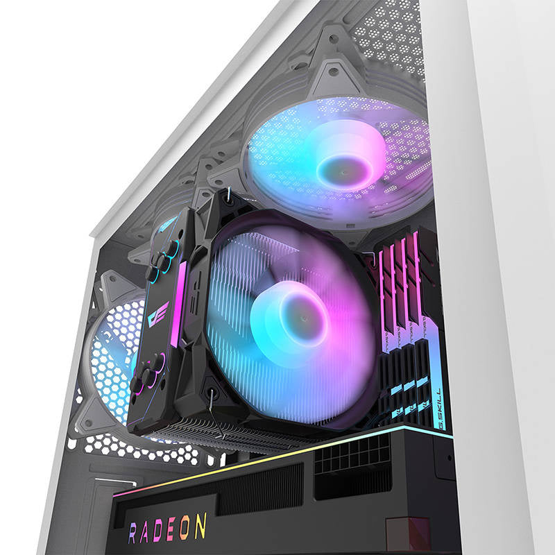Darkflash DK352 Plus Computergehäuse (schwarz und weiß) + 4 ARGB-Lüfter