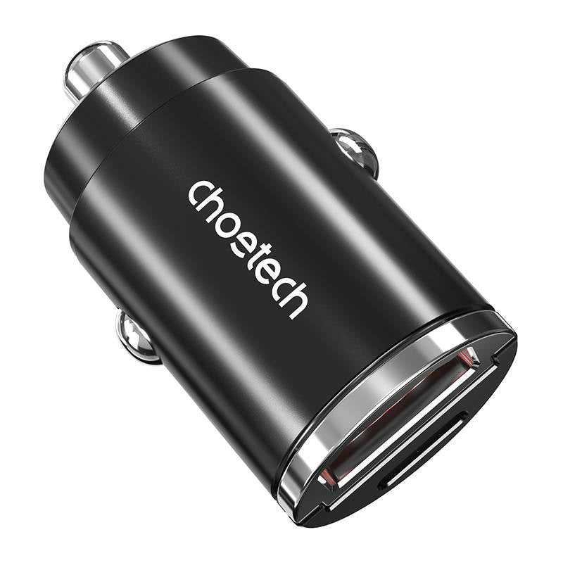 Car Charger Choetech TC0006 1x USB-A, 1x USB-C 30W PD 3.0 (black) - Product Image 4