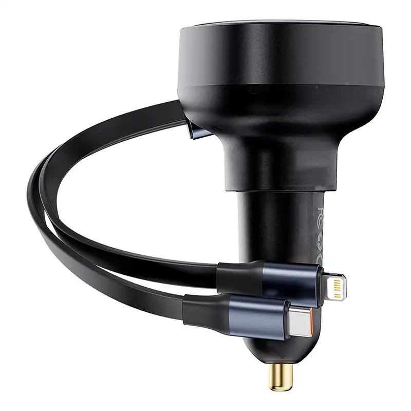 Car Charger Baseus Enjoyment USB with USB-C cable and Lightning 60W (black) - Product Image 3