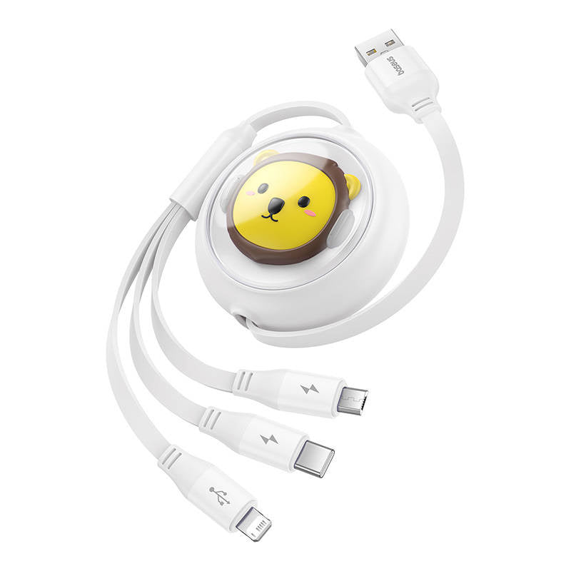 Charging Cable 3w1 Baseus USB to USB-C, USB-M, Lightning 3,5A, 1,1m (White) - Product Image 3