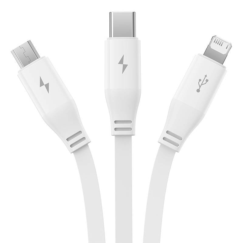 Charging Cable 3w1 Baseus USB to USB-C, USB-M, Lightning 3,5A, 1,1m (White) - Product Image 7