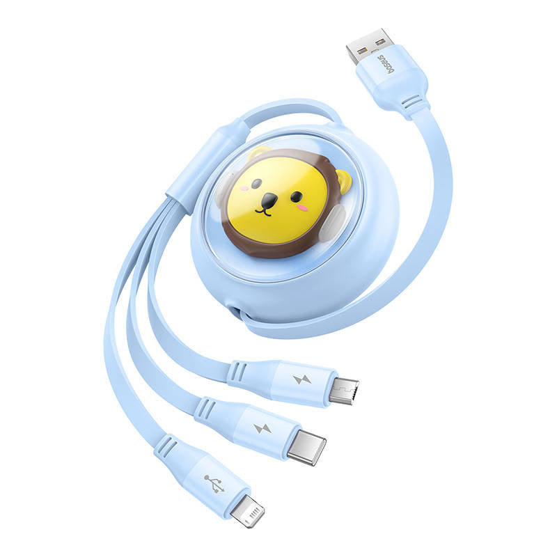 Charging Cable 3w1 Baseus USB to USB-C, USB-M, Lightning 3,5A, 1,1m (blue) - Product Image 3