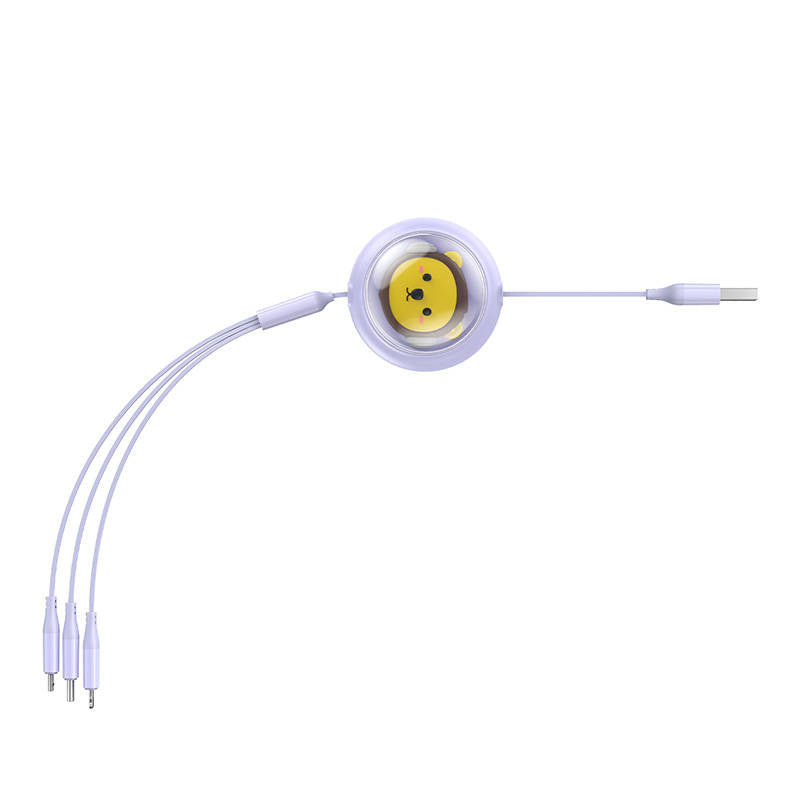 Charging Cable 3w1 Baseus USB to USB-C, USB-M, Lightning 3,5A, 1,1m (purple) - Product Image 5