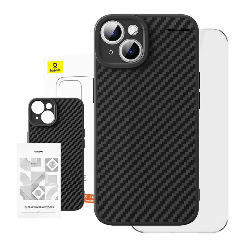 Case Baseus Synthetic Fiber iPhone 15 Plus + tempered glass - Product Image 1