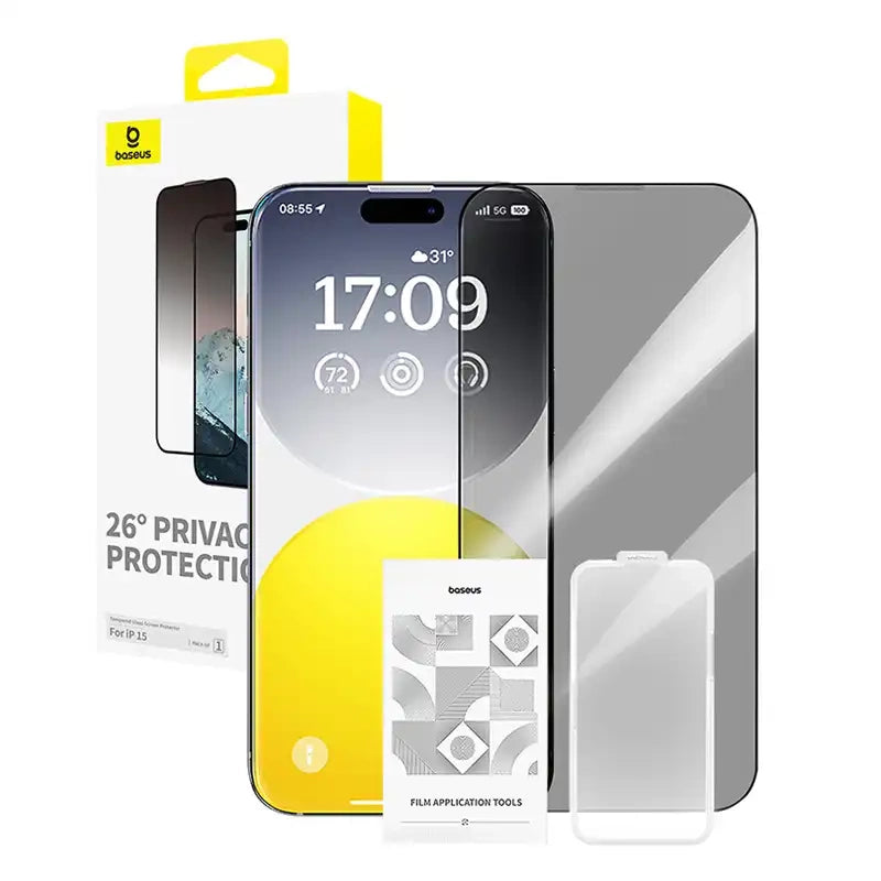 Privacy Protection Tempered Glass Baseus Diamond iPhone 15 - Product Image 1