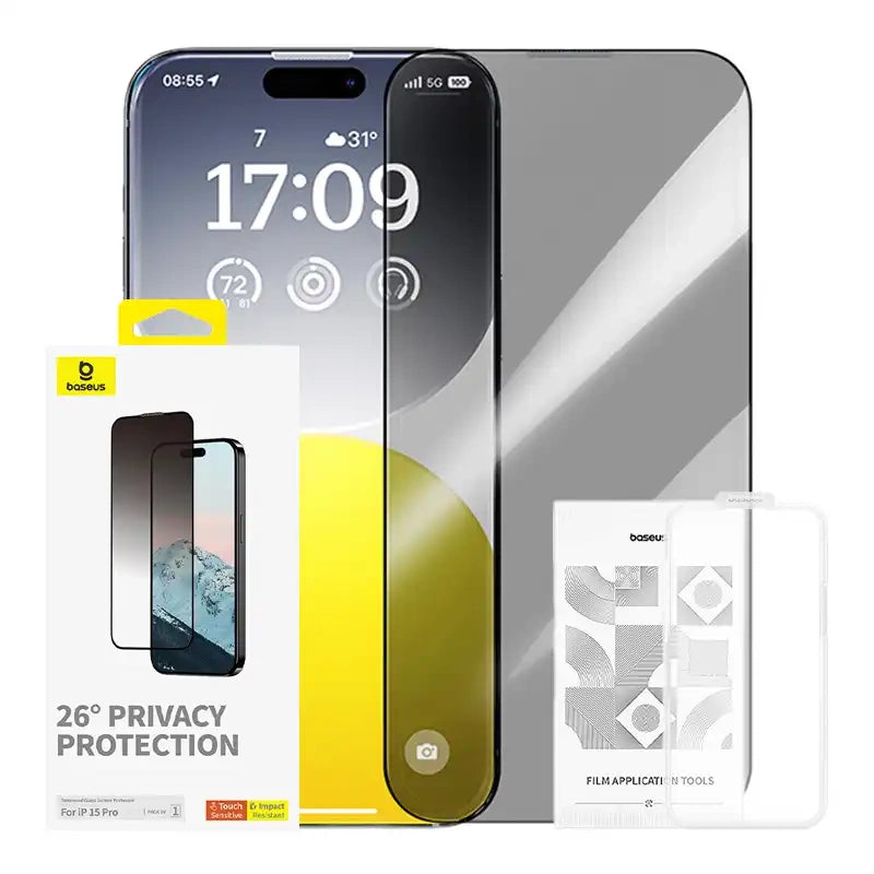 Privacy Protection Tempered Glass Baseus Diamond iPhone 15 Pro - Product Image 1
