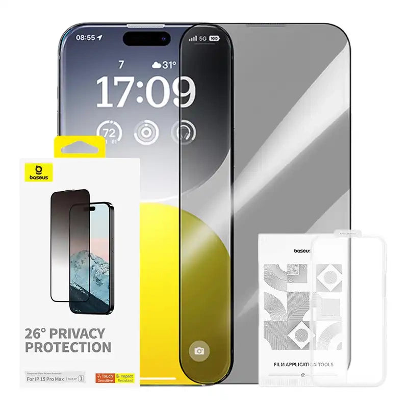 Privacy Protection Tempered Glass Baseus Diamond iPhone 15 Pro Max - Product Image 1