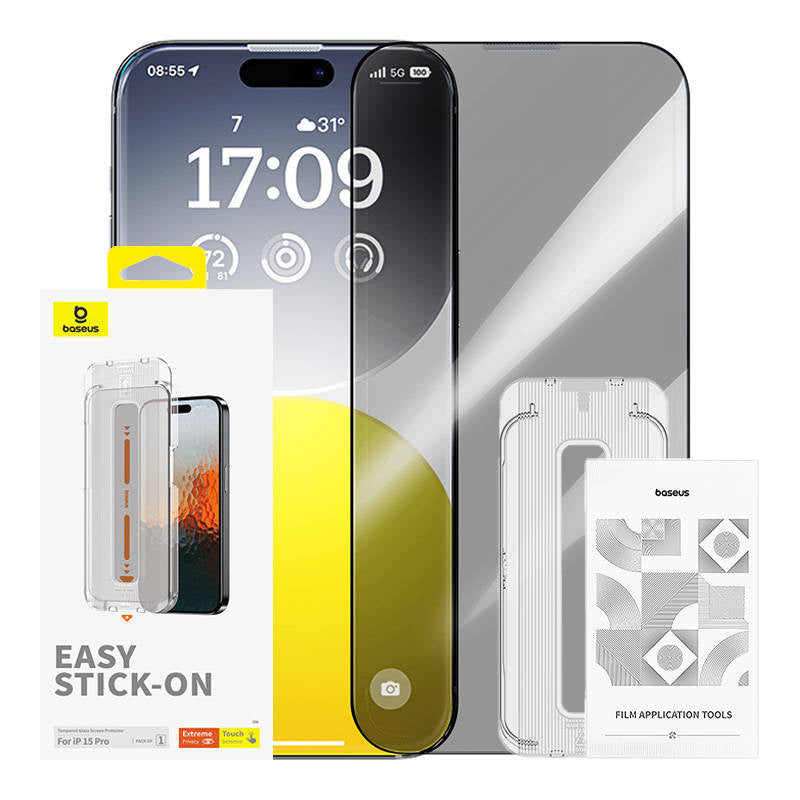 Privacy Protection Tempered Glass Baseus Sapphire iPhone 15 Pro - Product Image 1