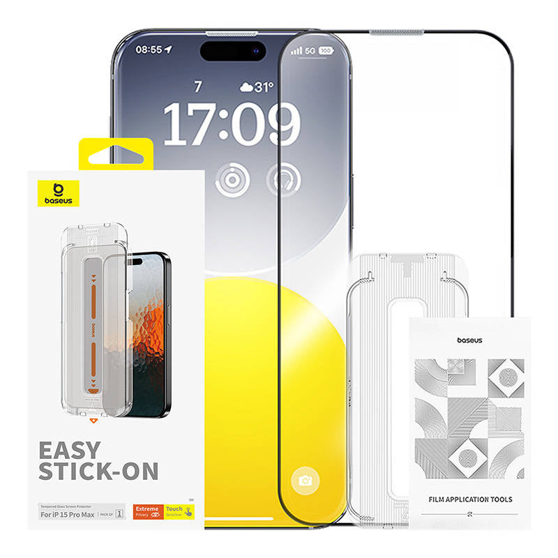 Privacy Protection Tempered Glass Baseus Sapphire iPhone 15 ProMax - Product Image 1
