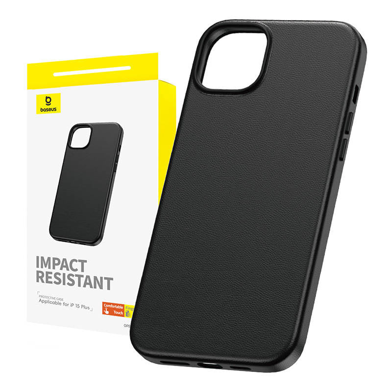 Phone Case for iPhone 15 Plus Baseus Fauxther Series (Black) - Product Image 1