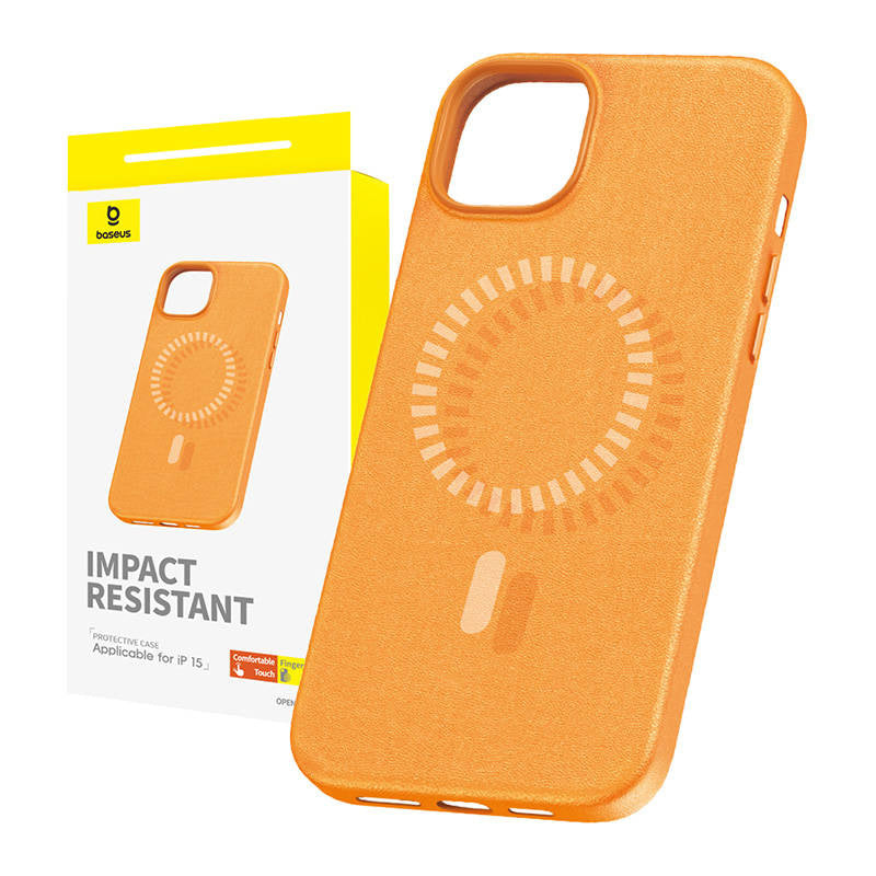 Magnetic Phone Case for iPhone 15 Baseus Fauxther Series (Orange) - Product Image 1