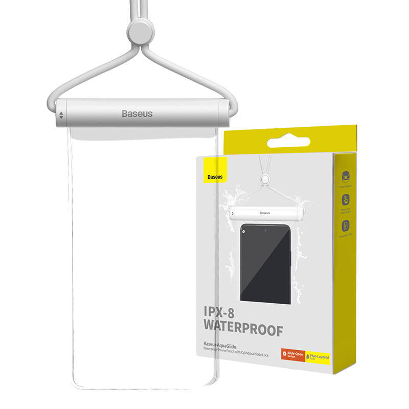 Waterproof phone case Baseus AquaGlide with Cylindrical Slide Lock (white) - Product Image 7