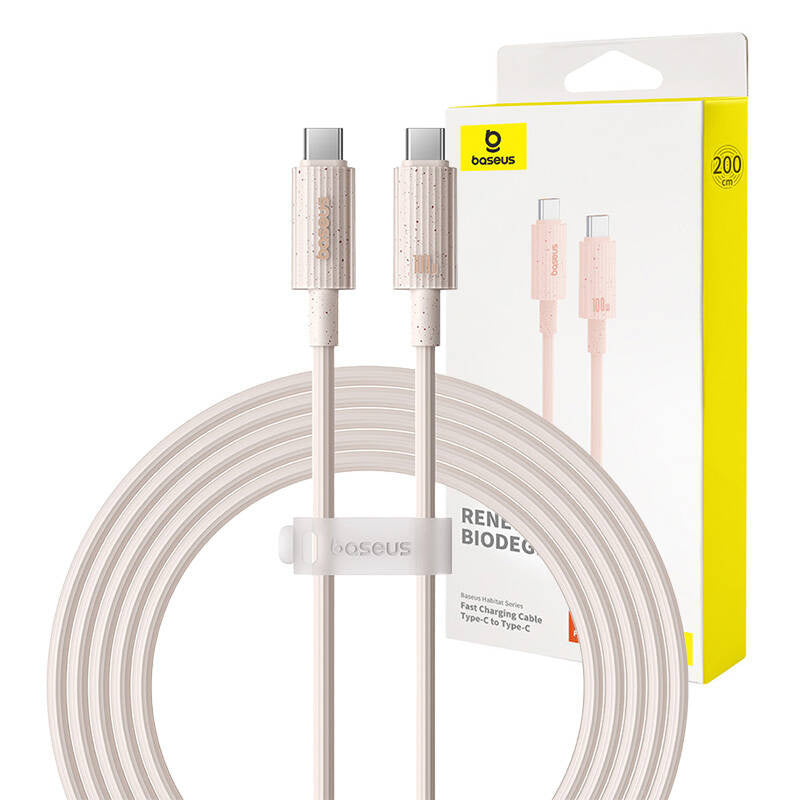 Fast Charging cable Baseus USB-C to USB-C Habitat Series 2m 100W (pink) - Product Image 1
