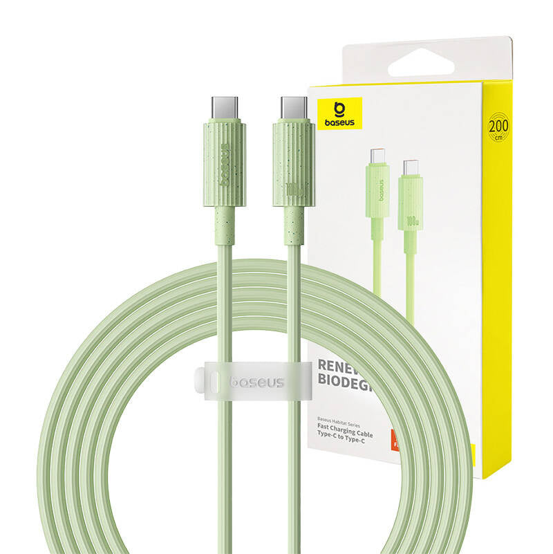 Fast Charging cable Baseus USB-C to USB-C Habitat Series 2m 100W (green) - Product Image 1
