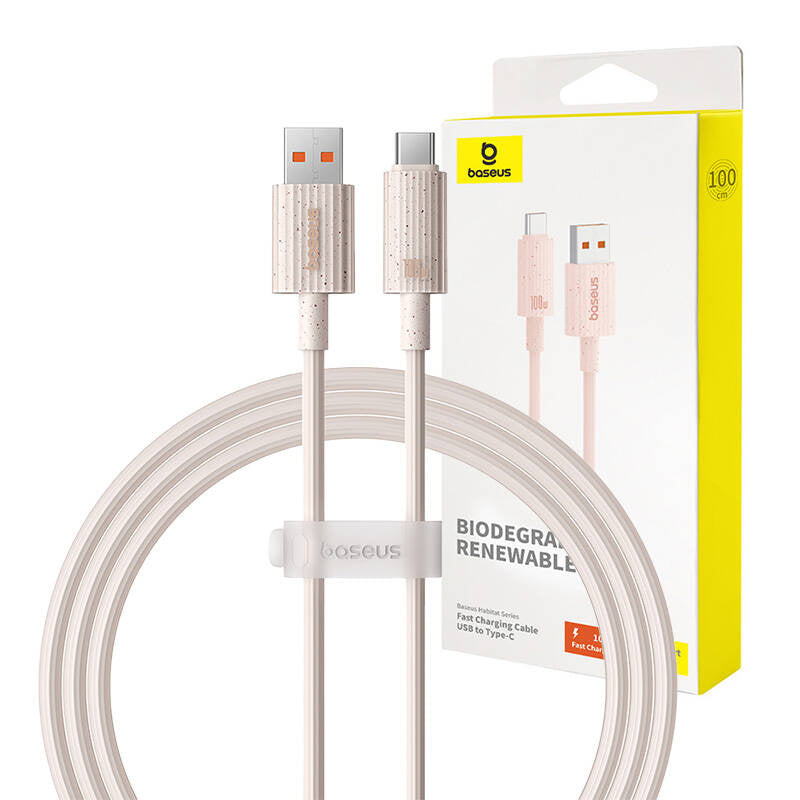 Fast Charging cable Baseus USB to USB-C Habitat Series 1m 100W (pink) - Product Image 1