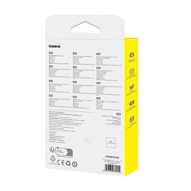4in1 Hub Baseus UltraJoy Lite USB-A to USB 3.0 1m (white) - Product Image 9