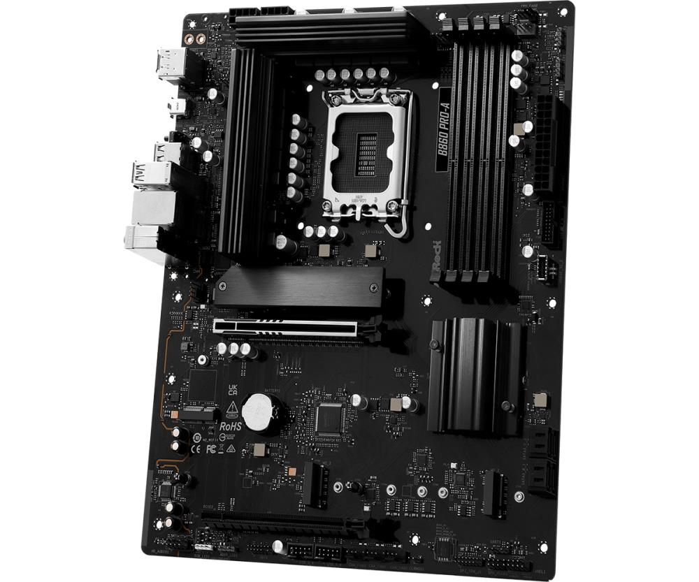 Mainboard ASROCK Intel B860 Express LGA1851 ATX Memory DDR5 Memory slots 4 1xHDMI 1xDisplayPort 1xAudio-In 1xAudio-Out 1xMicrophone 2xUSB 2.0 6xUSB 3.2 1xUSB-C 1xRJ45 B860PRO-A