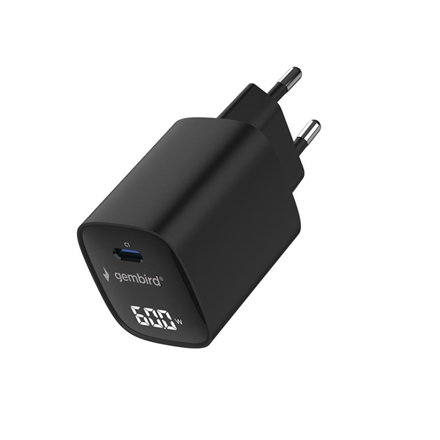 Gembird 60W USB Type-C fast charger, LCD | TA-UC-1C-PD60LCD-01-BK