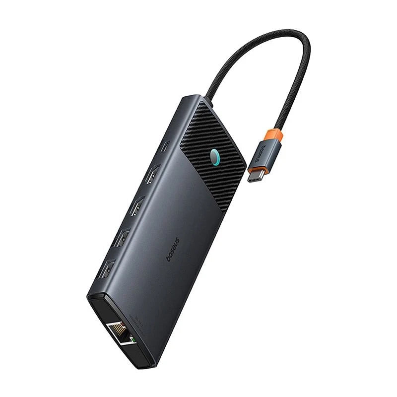 Adapter Hub 10in1 Baseus USB-C - 2xHDMI, 3xUSB-A, USB-C, RJ45, SD/TF, PD (black) - Product Image 4