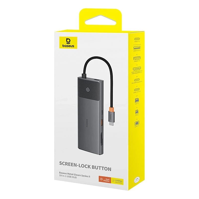 Adapter Hub 10in1 Baseus USB-C - 2xHDMI, 3xUSB-A, USB-C, RJ45, SD/TF, PD (black) - Product Image 8