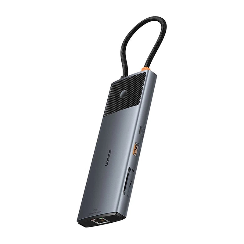 Adapter Hub 10in1 Baseus 2x HDMI, USB-C, 3xUSB-A+RJ45+SD/TF, PD (grey) - Product Image 3