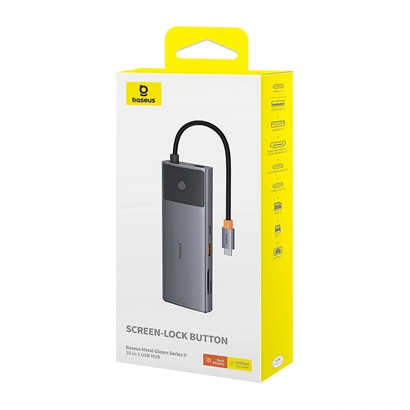 Adapter Hub 10in1 Baseus 2x HDMI, USB-C, 3xUSB-A+RJ45+SD/TF, PD (grey) - Product Image 7