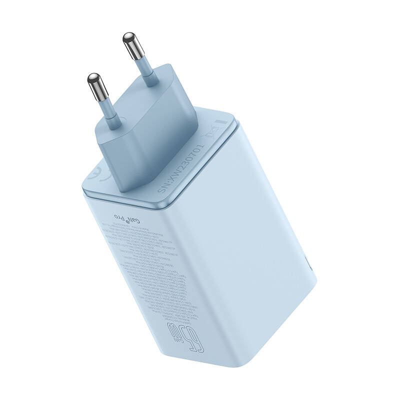 Baseus GAN6 Pro Fast Charger, 2xUSB-C + 2xUSB, 65W (blue) - Product Image 3