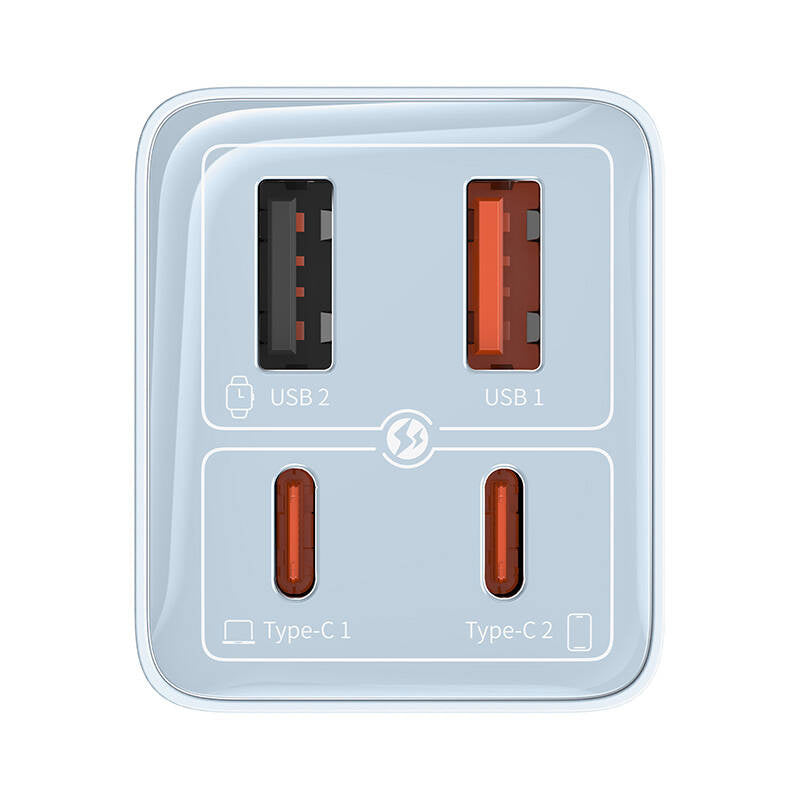Baseus GAN6 Pro Fast Charger, 2xUSB-C + 2xUSB, 65W (blue) - Product Image 7