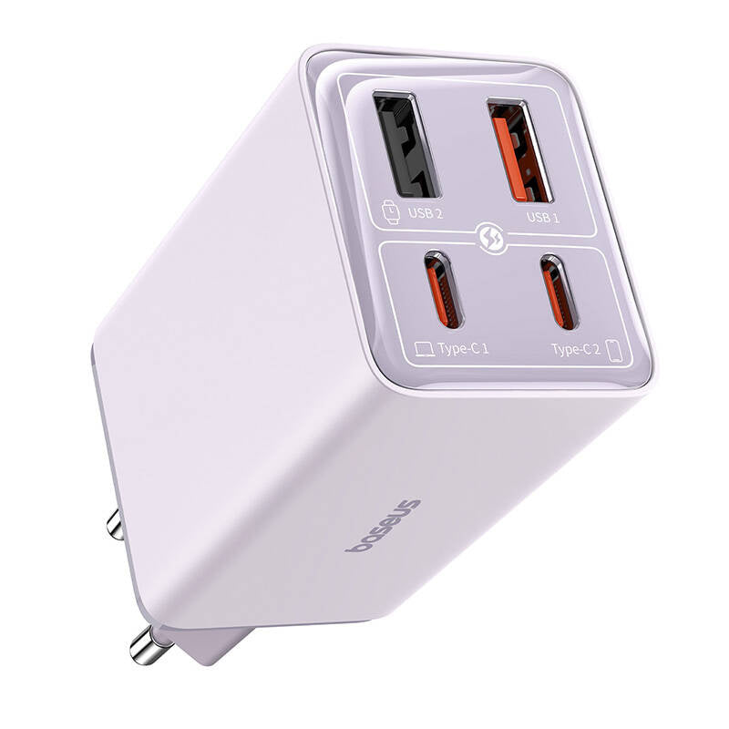 Baseus GAN6 Pro Fast Charger, 2xUSB-C + 2xUSB, 65W (purple) - Product Image 7
