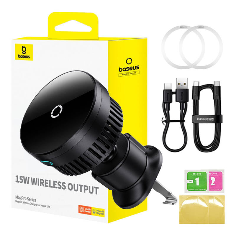 Magnetic Car Phone Holder Baseus MagPro 15W (black) - Product Image 1