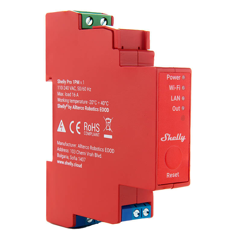 Shelly Pro 1PM DIN Rail Switch with Power measurement, 1 channel, WiFi/LAN - Product Image 2