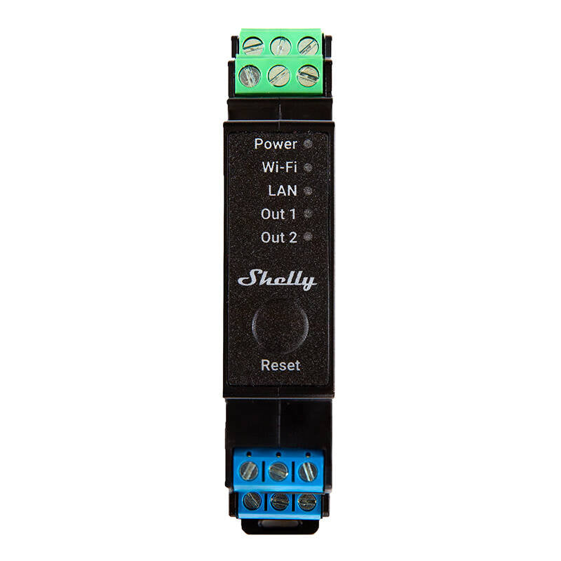Shelly Pro 2PM DIN Rail 2-channel Relay, WiFi/LAN (Power measurement) - Product Image 1