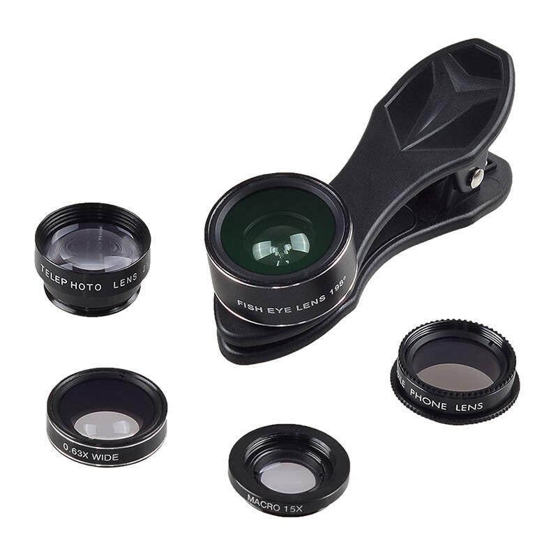 Mobile lens kit APEXEL APL-DG5H 5 in 1 universal (black) - Product Image 1
