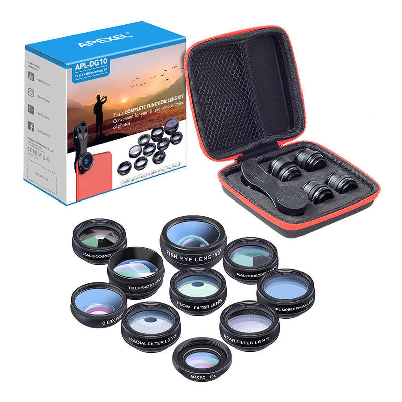Mobile lens kit APEXEL APL-DG10 10 in 1 (black) - Product Image 2