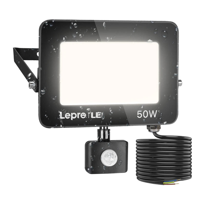 LEPRO 340006-DW-EU 50W 5000K IP65 LED Floodlight with Motion Sensor - Image 1